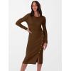 imageANRABESS Womens Sweater Dress Long Sleeve Crewneck Ribbed Knit Fitted Bodycon Botton Down Elegant Slit Midi Dresses Fall 2025Brown