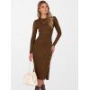 imageANRABESS Womens Sweater Dress Long Sleeve Crewneck Ribbed Knit Fitted Bodycon Botton Down Elegant Slit Midi Dresses Fall 2025Brown