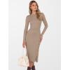 imageANRABESS Womens Sweater Dress Long Sleeve Crewneck Ribbed Knit Fitted Bodycon Botton Down Elegant Slit Midi Dresses Fall 2025Tan
