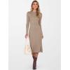 imageANRABESS Womens Sweater Dress Long Sleeve Crewneck Ribbed Knit Fitted Bodycon Botton Down Elegant Slit Midi Dresses Fall 2025Tan