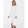 imageANRABESS Womens Sweater Dress Long Sleeve Crewneck Ribbed Knit Fitted Bodycon Botton Down Elegant Slit Midi Dresses Fall 2025White