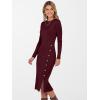 imageANRABESS Womens Sweater Dress Long Sleeve Crewneck Ribbed Knit Fitted Bodycon Botton Down Elegant Slit Midi Dresses Fall 2025Wine Red