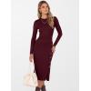 imageANRABESS Womens Sweater Dress Long Sleeve Crewneck Ribbed Knit Fitted Bodycon Botton Down Elegant Slit Midi Dresses Fall 2025Wine Red