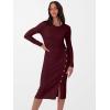 imageANRABESS Womens Sweater Dress Long Sleeve Crewneck Ribbed Knit Fitted Bodycon Botton Down Elegant Slit Midi Dresses Fall 2025Wine Red