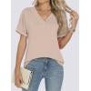 imageANRABESS Womens T Shirts Short Sleeve V Neck Shirts Summer Loose Fit Dressy Tops Business Casual Blouses 2025 Basic TeesAlmond