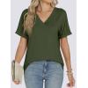 imageANRABESS Womens T Shirts Short Sleeve V Neck Shirts Summer Loose Fit Dressy Tops Business Casual Blouses 2025 Basic TeesArmy Green