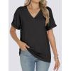 imageANRABESS Womens T Shirts Short Sleeve V Neck Shirts Summer Loose Fit Dressy Tops Business Casual Blouses 2025 Basic TeesBlack