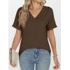 imageANRABESS Womens T Shirts Short Sleeve V Neck Shirts Summer Loose Fit Dressy Tops Business Casual Blouses 2025 Basic TeesBrown