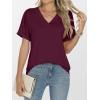 imageANRABESS Womens T Shirts Short Sleeve V Neck Shirts Summer Loose Fit Dressy Tops Business Casual Blouses 2025 Basic TeesBurgundy
