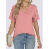 imageANRABESS Womens T Shirts Short Sleeve V Neck Shirts Summer Loose Fit Dressy Tops Business Casual Blouses 2025 Basic TeesCoral