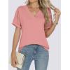 imageANRABESS Womens T Shirts Short Sleeve V Neck Shirts Summer Loose Fit Dressy Tops Business Casual Blouses 2025 Basic TeesCoral