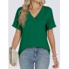 imageANRABESS Womens T Shirts Short Sleeve V Neck Shirts Summer Loose Fit Dressy Tops Business Casual Blouses 2025 Basic TeesGreen