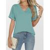 imageANRABESS Womens T Shirts Short Sleeve V Neck Shirts Summer Loose Fit Dressy Tops Business Casual Blouses 2025 Basic TeesGreen Blue