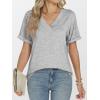 imageANRABESS Womens T Shirts Short Sleeve V Neck Shirts Summer Loose Fit Dressy Tops Business Casual Blouses 2025 Basic TeesLight Grey