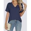 imageANRABESS Womens T Shirts Short Sleeve V Neck Shirts Summer Loose Fit Dressy Tops Business Casual Blouses 2025 Basic TeesNavy Blue