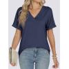 imageANRABESS Womens T Shirts Short Sleeve V Neck Shirts Summer Loose Fit Dressy Tops Business Casual Blouses 2025 Basic TeesNavy Blue