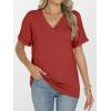 imageANRABESS Womens T Shirts Short Sleeve V Neck Shirts Summer Loose Fit Dressy Tops Business Casual Blouses 2025 Basic TeesRed