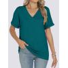 imageANRABESS Womens T Shirts Short Sleeve V Neck Shirts Summer Loose Fit Dressy Tops Business Casual Blouses 2025 Basic TeesTeal