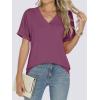 imageANRABESS Womens T Shirts Short Sleeve V Neck Shirts Summer Loose Fit Dressy Tops Business Casual Blouses 2025 Basic TeesWine Red