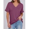 imageANRABESS Womens T Shirts Short Sleeve V Neck Shirts Summer Loose Fit Dressy Tops Business Casual Blouses 2025 Basic TeesWine Red