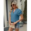 imageANRABESS Womens Tops Dressy Casual Ruffle Short Sleeve V Neck Blouses Summer Button Down Business Work Elegant ShirtsBlue Green