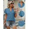 imageANRABESS Womens Tops Dressy Casual Ruffle Short Sleeve V Neck Blouses Summer Button Down Business Work Elegant ShirtsBlue Green