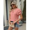 imageANRABESS Womens Tops Dressy Casual Ruffle Short Sleeve V Neck Blouses Summer Button Down Business Work Elegant ShirtsCoral