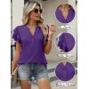 imageANRABESS Womens Tops Dressy Casual Ruffle Short Sleeve V Neck Blouses Summer Button Down Business Work Elegant ShirtsDeep Purple