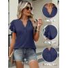 imageANRABESS Womens Tops Dressy Casual Ruffle Short Sleeve V Neck Blouses Summer Button Down Business Work Elegant ShirtsNavy Blue