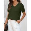 imageANRABESS Womens Wool Blend Tops Short Sleeve V Neck Soft Business Dressy Casual Pullover Sweater 2025 Trendy OutfitsArmy Green