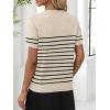 imageANRABESS Womens Wool Blend Tops Short Sleeve V Neck Soft Business Dressy Casual Pullover Sweater 2025 Trendy OutfitsBeige Black Stripe
