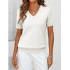 imageANRABESS Womens Wool Blend Tops Short Sleeve V Neck Soft Business Dressy Casual Pullover Sweater 2025 Trendy OutfitsBeige White