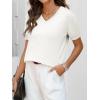 imageANRABESS Womens Wool Blend Tops Short Sleeve V Neck Soft Business Dressy Casual Pullover Sweater 2025 Trendy OutfitsBeige White