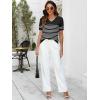 imageANRABESS Womens Wool Blend Tops Short Sleeve V Neck Soft Business Dressy Casual Pullover Sweater 2025 Trendy OutfitsBlack White Stripe