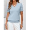 imageANRABESS Womens Wool Blend Tops Short Sleeve V Neck Soft Business Dressy Casual Pullover Sweater 2025 Trendy OutfitsLight Blue