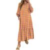 imageANRABESS Boho Maxi Dresses for Women Summer Puff Sleeve V Neck Flowy Long Casual Dress with Pockets 2025 Vacation OutfitsFloral Purple Yellow
