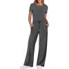 imageANRABESS Jumpsuits for Women Casual Summer 2025 Short Sleeve Loose Wide leg Pants Dressy Romper Jumpers One Piece OutfitsDeep Gray