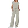 imageANRABESS Jumpsuits for Women Casual Summer 2025 Short Sleeve Loose Wide leg Pants Dressy Romper Jumpers One Piece OutfitsLight Khaki