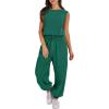 imageANRABESS Jumpsuits for Women Casual Summer Sleeveless 2025 Romper One Piece Outfit Active Workout Lounge Jumpsuits Pockets Green Small