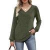 imageANRABESS Long Sleeve Shirts for Women V Neck Tunic Tops Business Casual Loose Fall Lightweight Sweaters Fashion Clothes 2025Deep Green