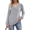 imageANRABESS Long Sleeve Shirts for Women V Neck Tunic Tops Business Casual Loose Fall Lightweight Sweaters Fashion Clothes 2025Grey