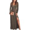 imageANRABESS Women Deep V Neck Long Sleeve Slit 2025 Fall Elegant Formal Wedding Guest Cocktail Evening Date Prom Maxi Long DressZbrown