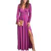 imageANRABESS Women Deep V Neck Long Sleeve Slit 2025 Fall Elegant Formal Wedding Guest Cocktail Evening Date Prom Maxi Long DressZfushascia Pink