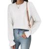 imageANRABESS Women Lace Long Sleeve Tops 2025 Fall Lightweight Sweaters Dressy Casual Knitted Pullover ShirtsWhite