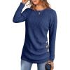 imageANRABESS Women Long Sleeve Tunic Top with Leggings Crewneck Ribbed Knit Buttons Shirts 2025 Fall Casual Lightweight SweatersDark Blue