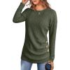 imageANRABESS Women Long Sleeve Tunic Top with Leggings Crewneck Ribbed Knit Buttons Shirts 2025 Fall Casual Lightweight SweatersDeep Green