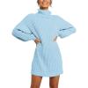 imageANRABESS Women Oversized Sweater Dress Turtleneck Batwing Long Sleeve Ribbed Knit Loose 2025 Fall Winter Casual Short DressLight Blue
