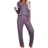 imageANRABESS Women Pajama Sets Long Sleeve Button Ribbed Top Pants Matching Lounge Set Casual Fall 2 Piece Outfit Sleepwear PJPurple