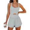 imageANRABESS Women Rompers Running Exercise Workout Set One Piece Jumpsuits Gym Yoga Outfits 2025 Summer Active Wear ClothesCyan