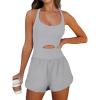 imageANRABESS Women Rompers Running Exercise Workout Set One Piece Jumpsuits Gym Yoga Outfits 2025 Summer Active Wear ClothesLight Grey